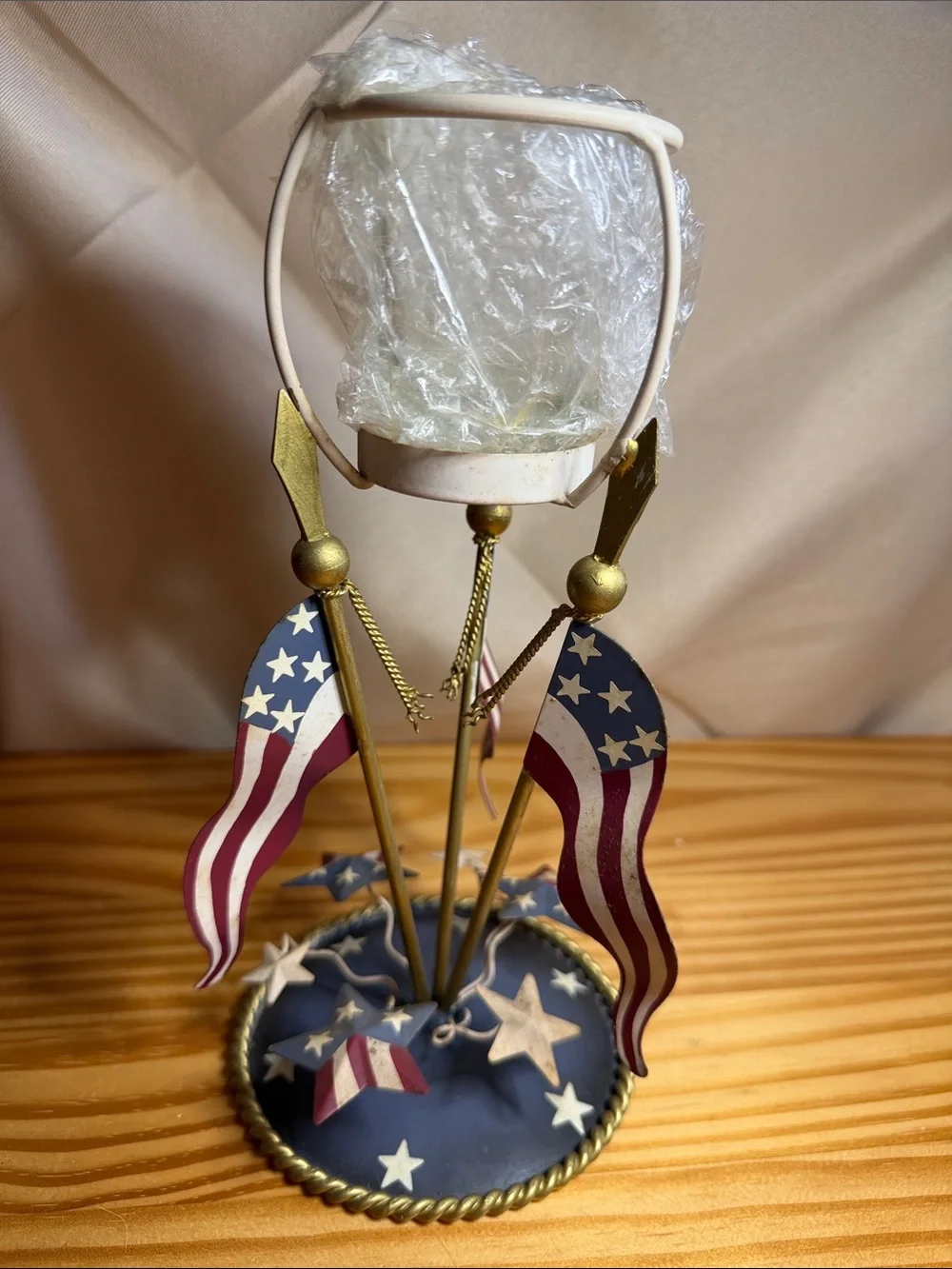 Vintage Home Interiors Americana Patriotic Candle Holder Lamp NIB New In Box